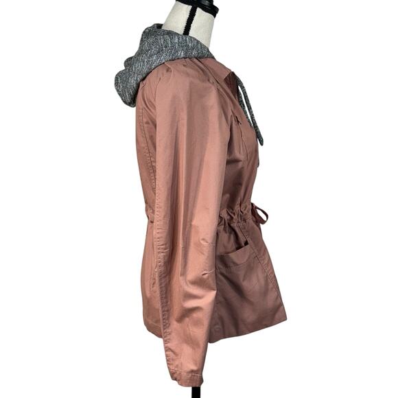 Love Tree Medium Utility Jacket Full-Zip Hooded Pockets Drawstring Rose Pink New - Picture 4 of 11